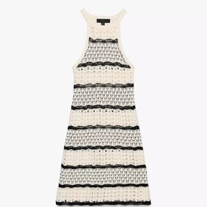 Zara Crochet Knit Halter Mini Dress